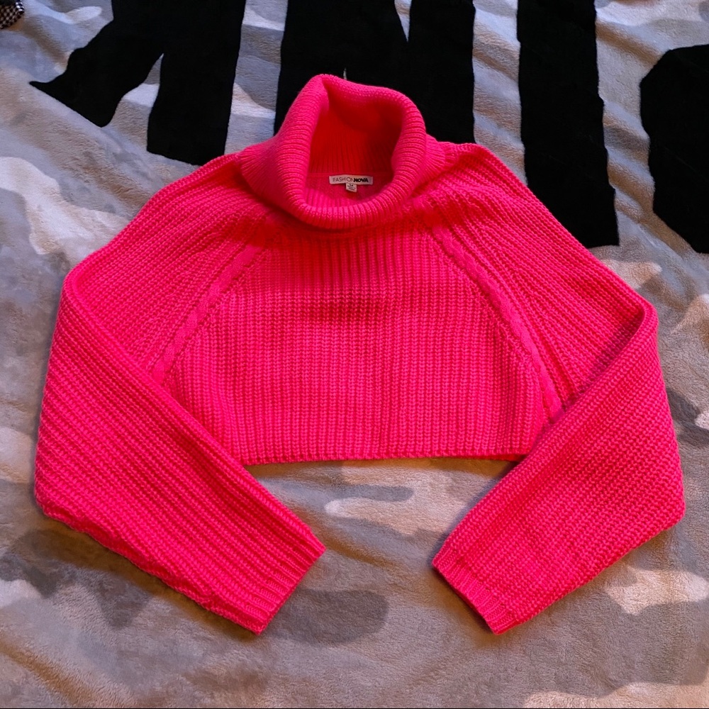 Turtle neck sweater crop top